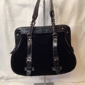 EUC The Limited Black Velvet hand bag with chain detail